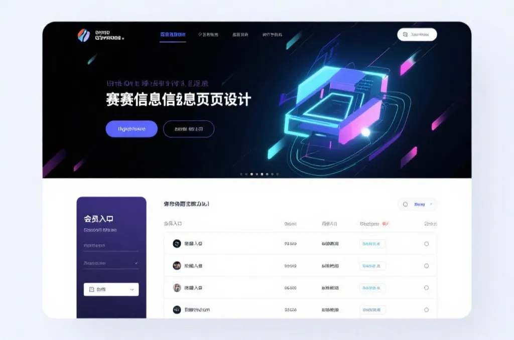 赛事信息页面与会员提示叠加的数字界面概念图
